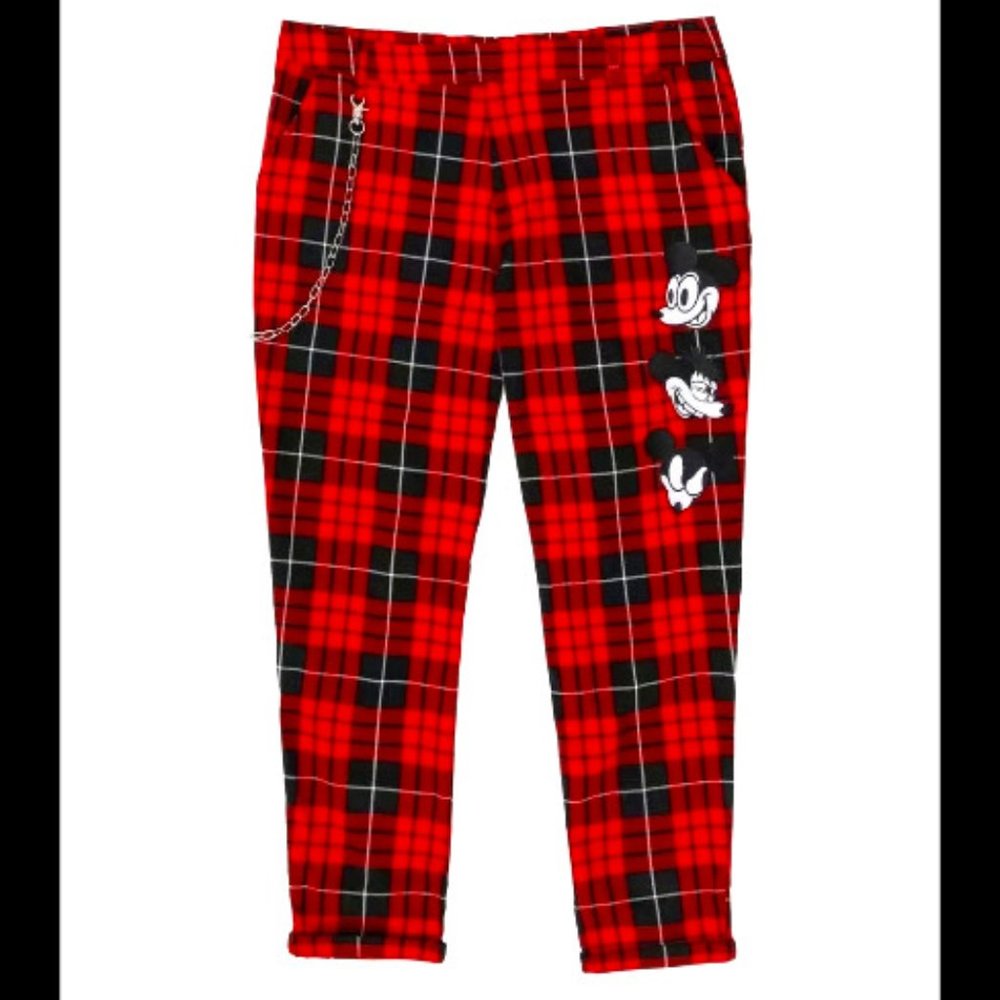 NWT Disney Mickey Mouse Red Plaid Pants Plus Size